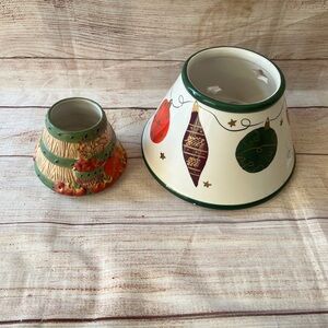 Ceramic Holiday Candle Holder Set Fall Pumpkin & Christmas Ornament Decor